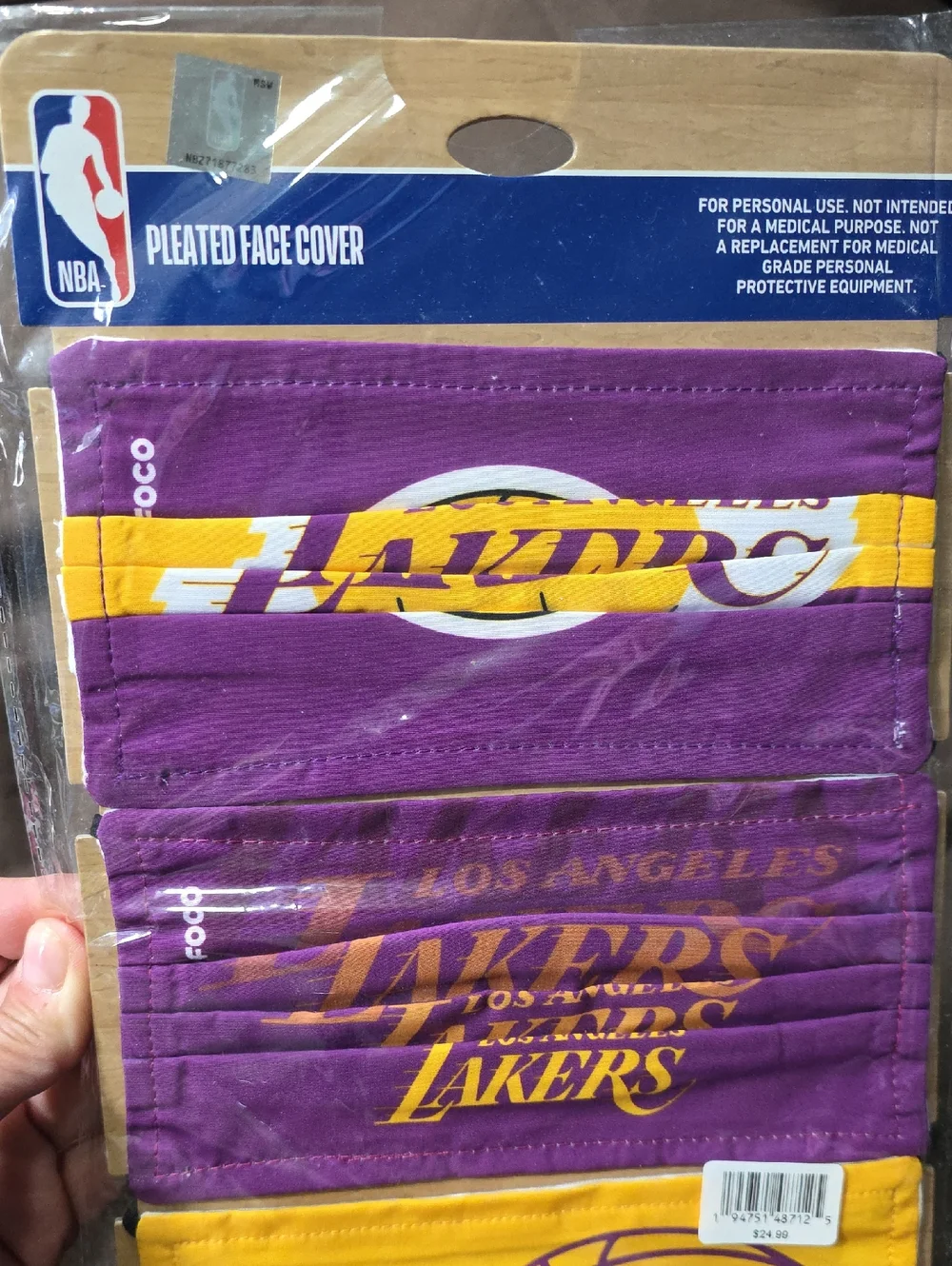 NBA Los Angeles Lakers Face Covers - Purple & Gold (3-Pack)